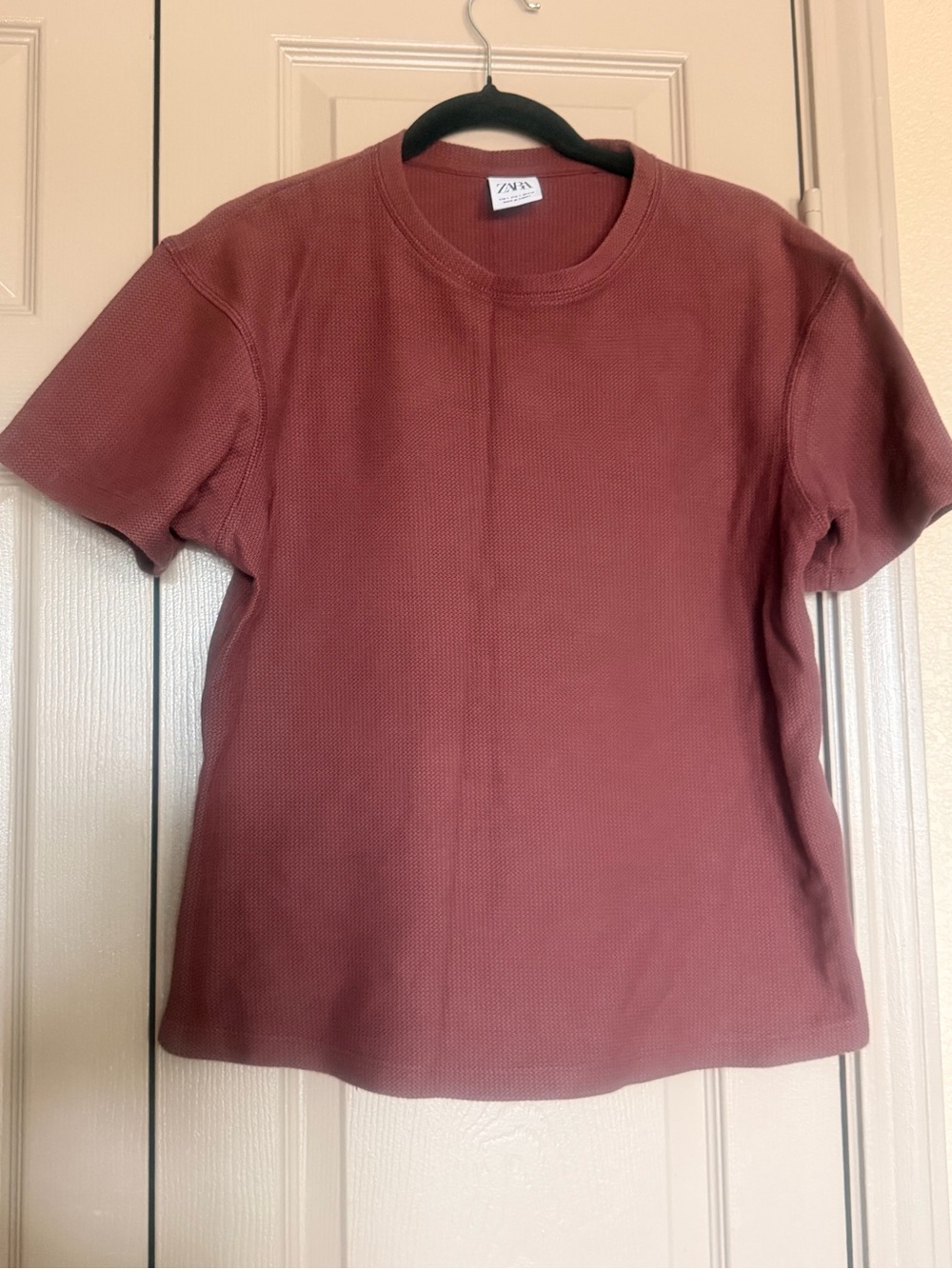 Zara Short Sleeve Waffle Tee - Dusty Brown